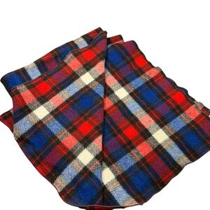 Vintage tartan wool plaid red/blue/black throw blanket 40x50